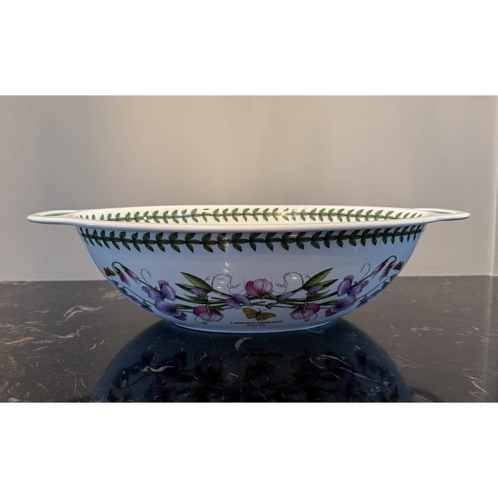 Portmeirion Botanical Garden Large Oval Handled Serving Bowl 15" New With Tag